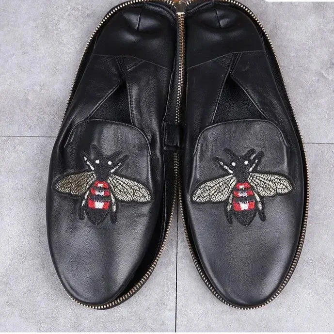 Mocassin cuir tressé homme