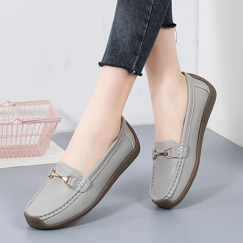 Mocassin beige femme