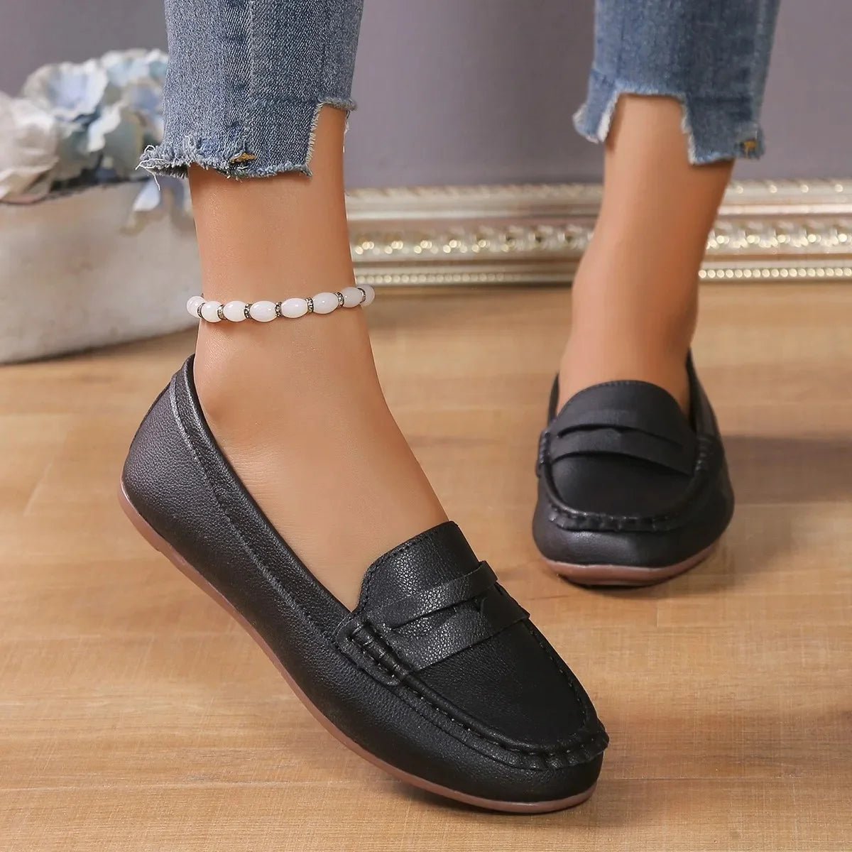 Mocassin blanche femme