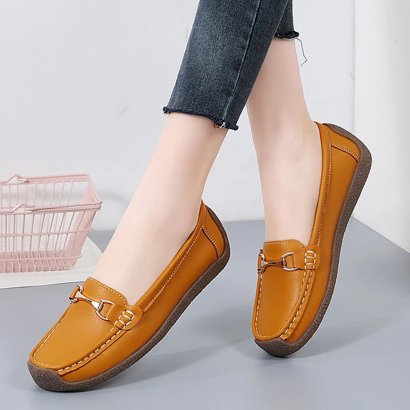 Mocassin beige femme