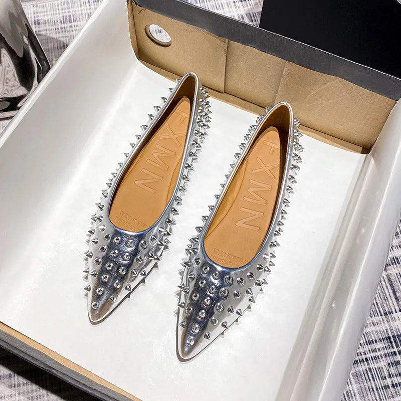 Mocassin argenté femme