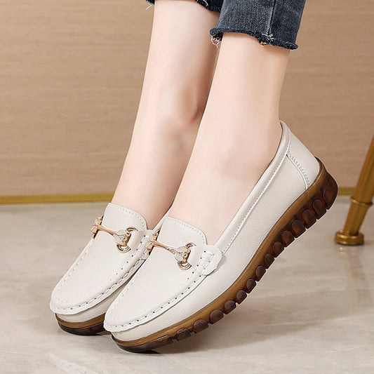 Mocassin blanc femme