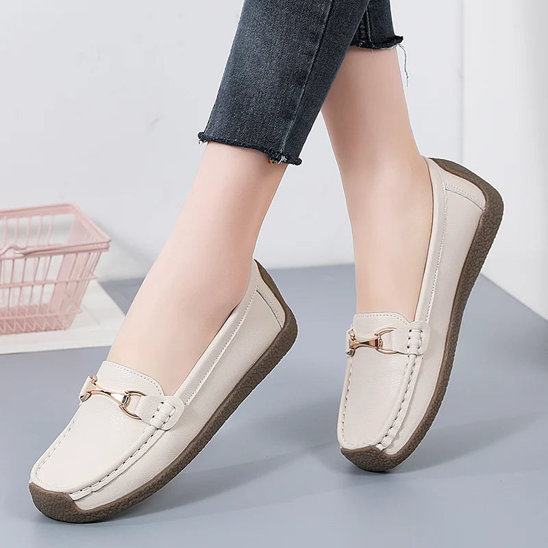 Mocassin beige femme