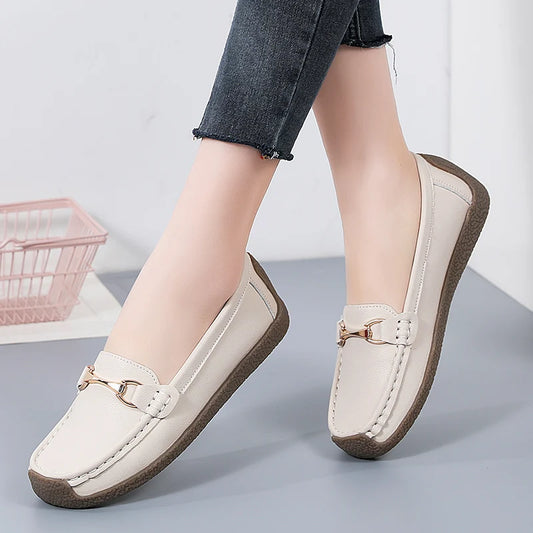 Mocassin beige femme