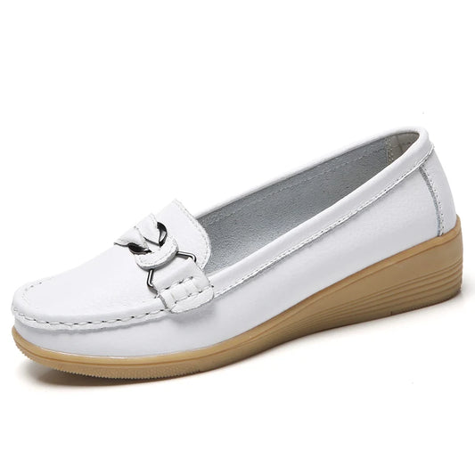 Mocassin blanc cuir femme