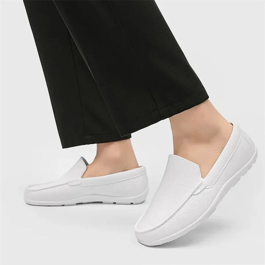 Mocassin blanc homme cuir