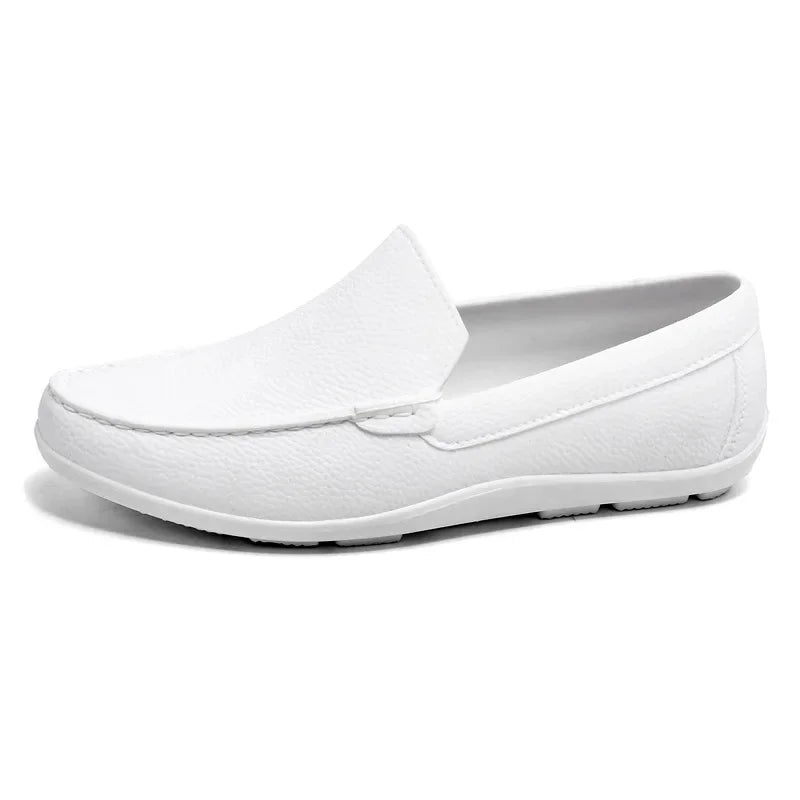 Mocassin blanc homme cuir