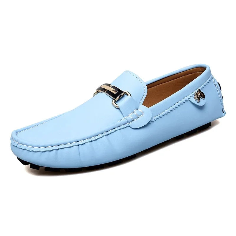Mocassin bleu ciel homme