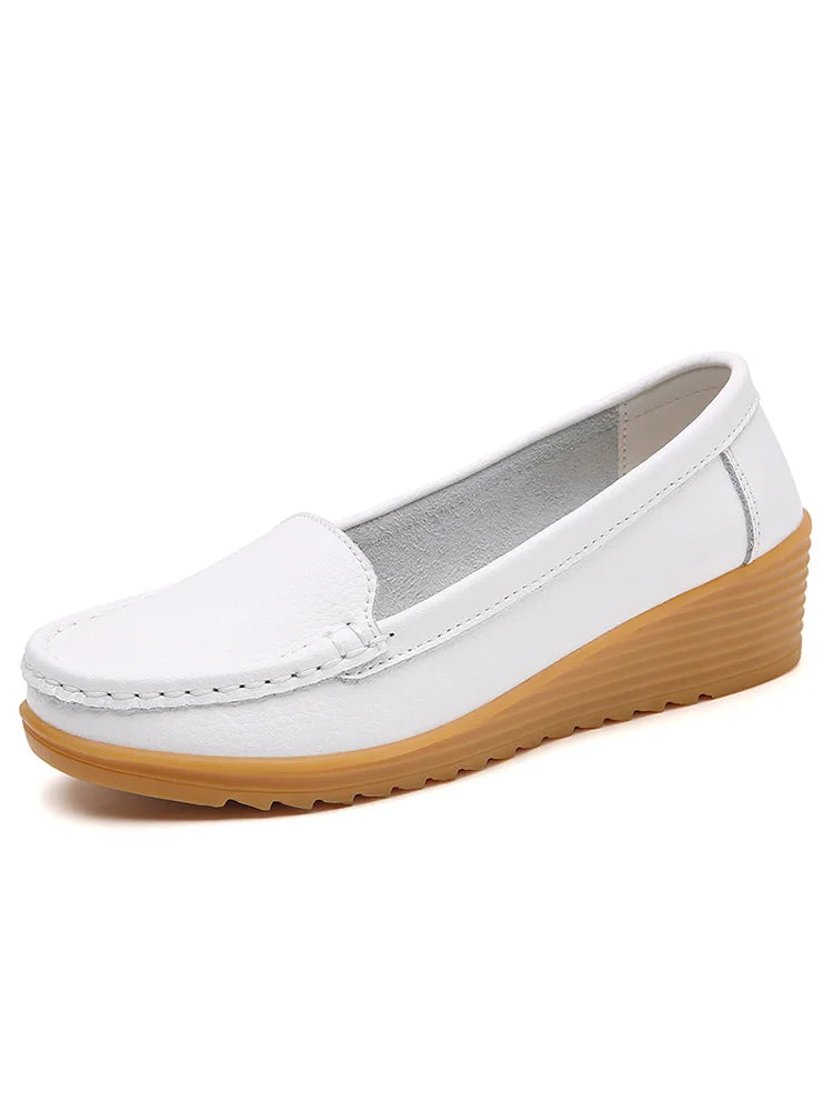 Mocassin compensé femme