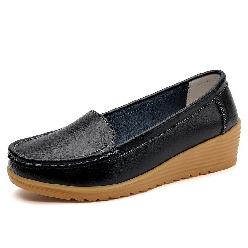 Mocassin compensé femme