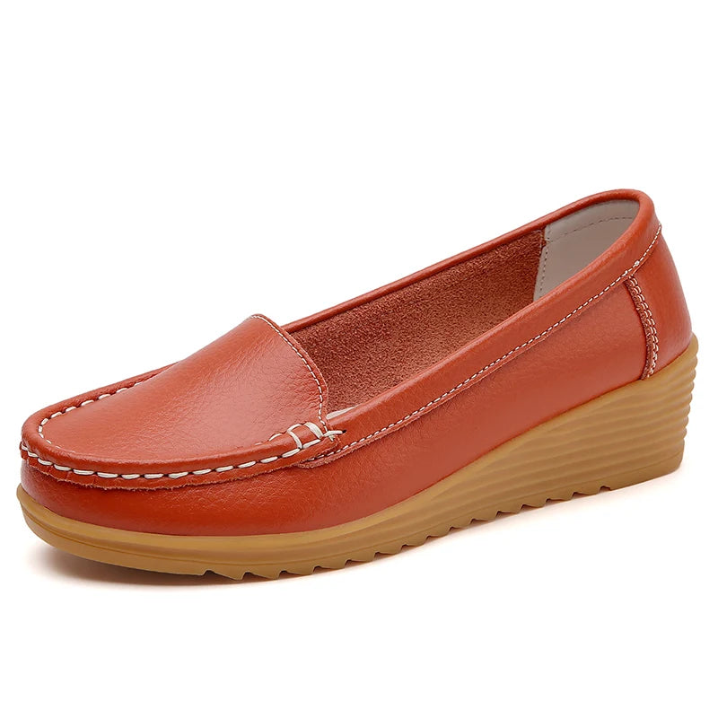 Mocassin compensé femme