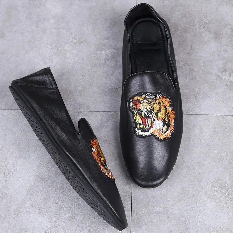 Mocassin cuir tressé homme