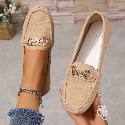 Mocassin daim beige femme