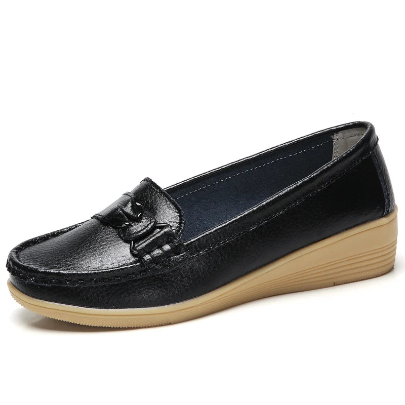 Mocassin blanc cuir femme