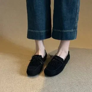 Mocassin marron daim femme