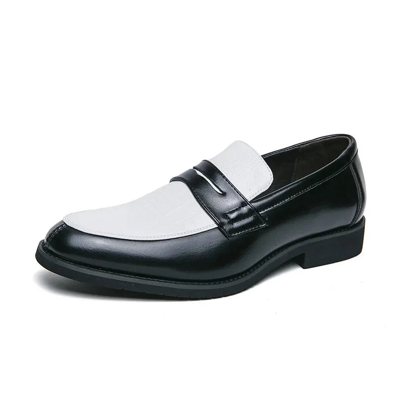 Mocassin bleu marine et blanc