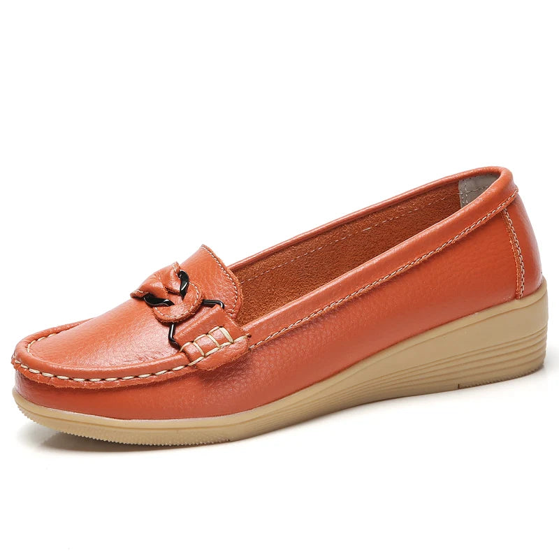 Mocassin blanc cuir femme